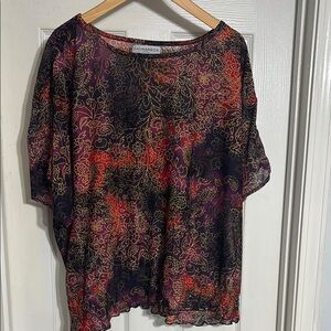 Red, Black and Purple Flowery Blouse